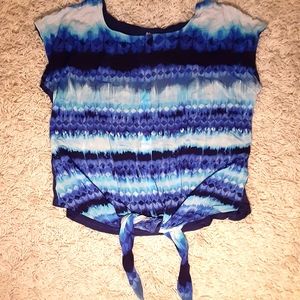 Apt 9 Tie front top crop tie-dye blue